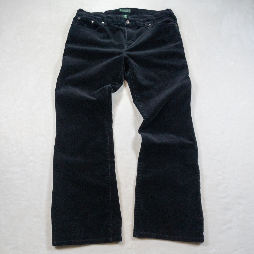 Lauren Ralph Lauren Bootcut Corduroy Pants Womens 14 Black Contemporary Casual